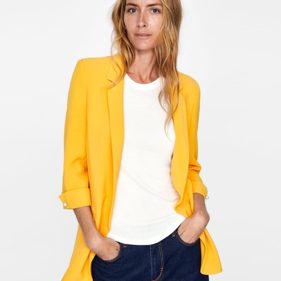zara basic yellow blazer